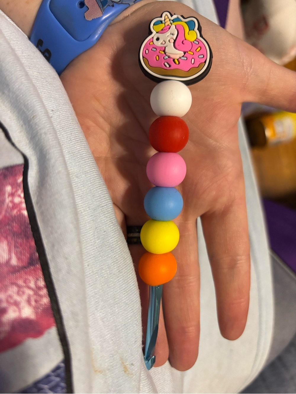 Unicorn Donut Rainbow Bead crochet hook